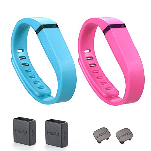 I-SMILE 2pcs Replacement Bands with Metal Clasps Wireless Activity Bracelet Sport Wristband for Fitbit Flex(No Tracker, Replacement Bands Only) & Silicon Fastener Ring