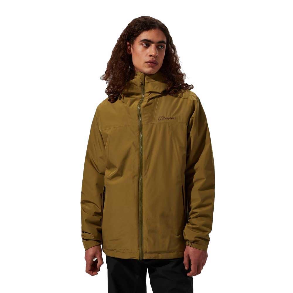 Berghaus Men's Deluge Pro Insulated Waterproof Shell Jacket | Adjustable | Durable Coat | Rain Protection Waterproof Jacket, Oak Moss, M