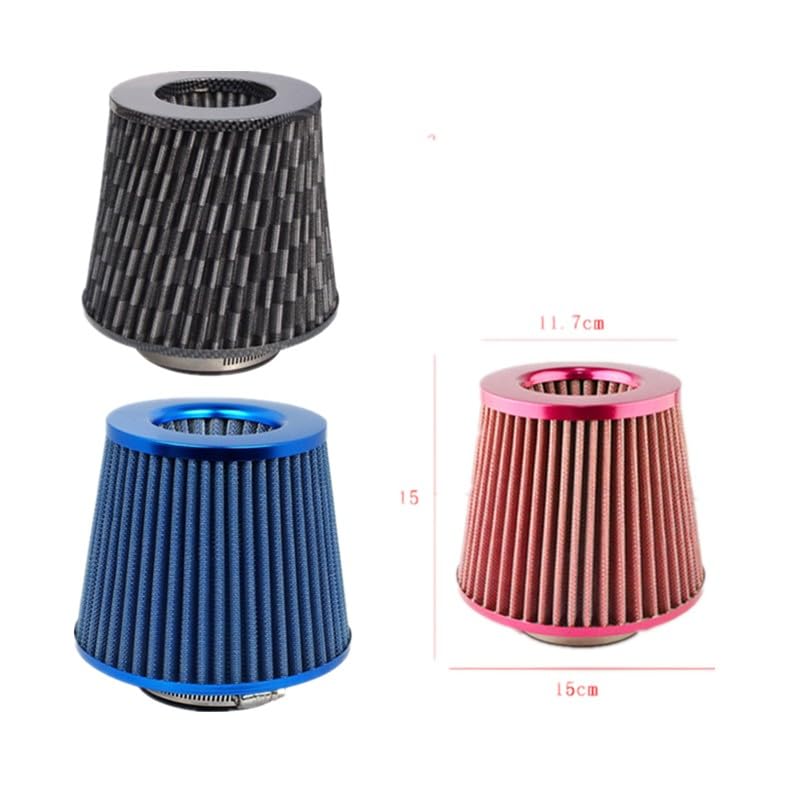 Samochodowe filtry powietrza, wysoka wydajność, filtr wlotowy zimna, zestaw indukcyjny, sportowy stożek siatkowy, 76 mm (Rosso)