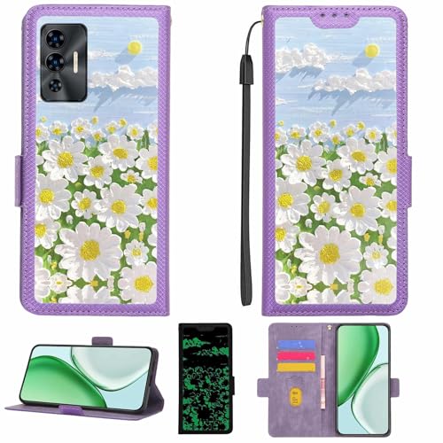 Kinetijy Case Compatible for Compaq Q6 Phone Case Flip Cover [with Tempered Glass Screen Protector][RFID Blocking][Luminous Effect] LPT-CJ