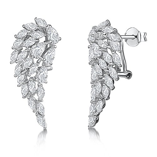 JOOLS by Jenny Brown - JOOLS by Jenny Brown - Sterling Silver Angel Wing Earrings -Set With 44 Pear and Marquise Shaped Cubic Zirconia Stones