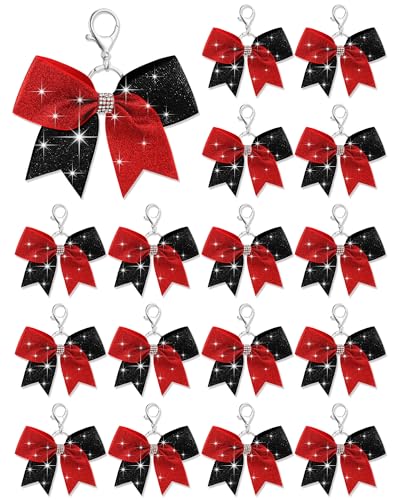 Image of Tondiamo Cheer Bow Keychain Cheer Keychain with Rhinestones Cheerleader Keyrings for Team Gift Cheerleading Sports Accessory