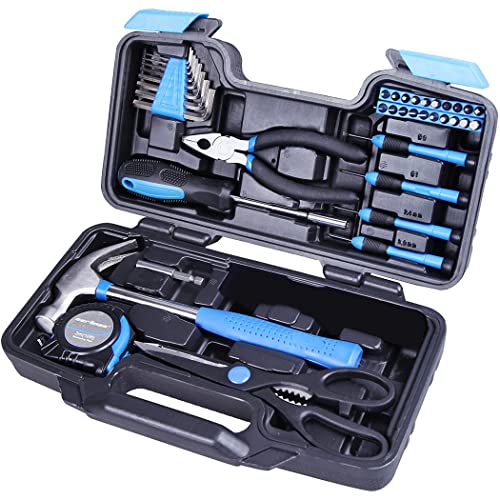 Cartman 39Piece Cutting Plier Tool Set General Household Kit with Plastic Toolbox Storage Case Blue