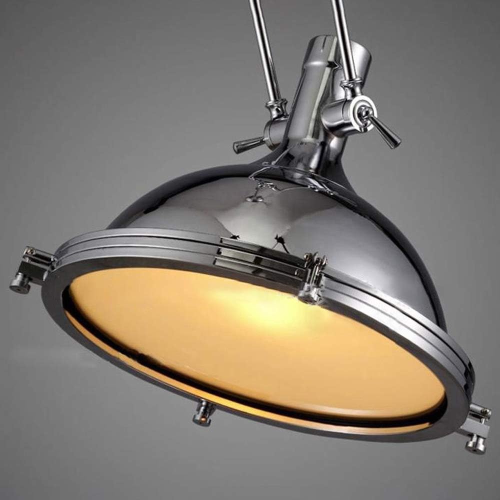 Blасk Frіdау Clеаrаnсе Industrial Nautical Style Single Pendant Light - LITFAD 16 Wide Pendant Lamp with Frosted Diffuser Mounted Fixture Chandelier for Kitchen Island Barn Restaurant Nickel