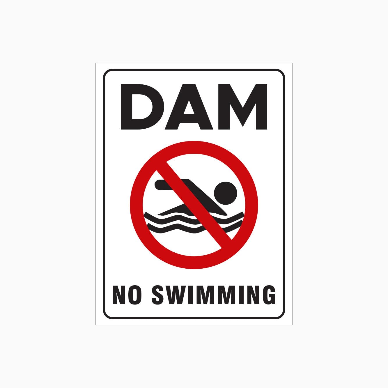 DAM NO SWIMMING Sign, 12x8 Metal Tin Sign, swimming ban near dams and reservoirs.