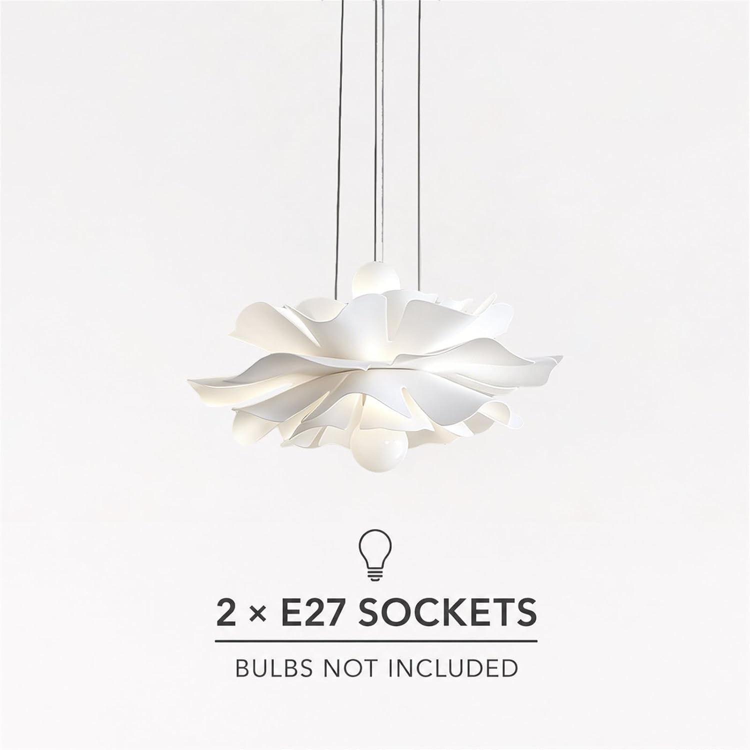 LIGHTLAND 2-Lights Acrylic Flower Pendant Light, Modern Minimalist Creative Hanging Light with Adjust Hanging Line, Pendant Lamp Chandelier for Living Room, Dining Room, Bedroom (15.8 Inch)