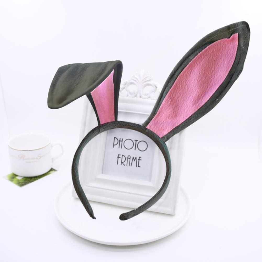 3 otters Easter Bunny Ear Headband, 3PCS 13.6Inch Cute Bunny Headband, for Easter Halloween Cosplay Party Favor, Gray + Pink