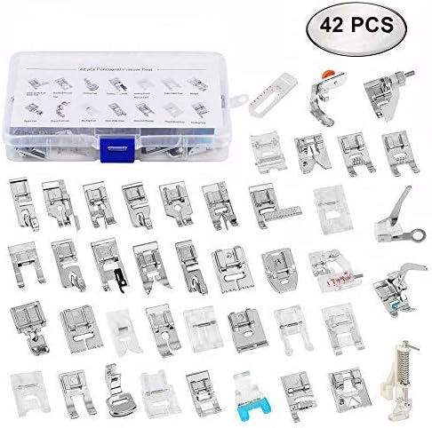 Eurlove Sewing Machine Presser Feet Kit Set 42 pcs for Brother, Babylock, Singer, Janome, Elna, Toyota, New Home, Simplicity, Necchi, Kenmore, and White Low Shank Sewing Machines
