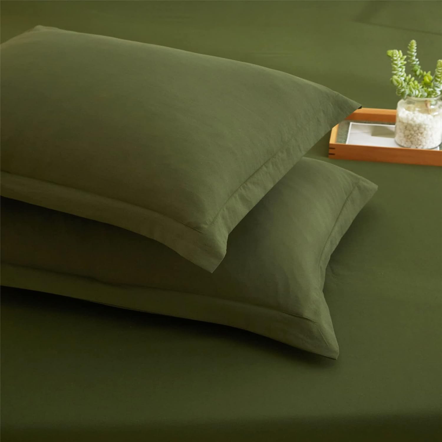 VClife Standard Pillowcases Army Green Soft Washed