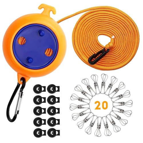 Wäscheleine Ausziehbar, 10m Camping Wäscheleine Tragbare Reise Urlaub...