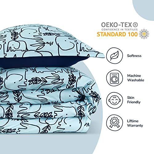 Sleep Zone Kids Duvet Cover Set Twin Size 2 Pieces - Super Soft & Cute Comforter Cover With 1 Pillow Sham, Easy Care Zipper Closure (Little Elephant, Twin) #TOP6
