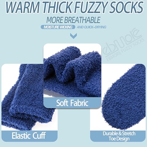 Image of EBMORE Fuzzy Socks Warm Winter Slipper Fluffy Sleep Cozy Comfy Cabin Socks for Mens Womens