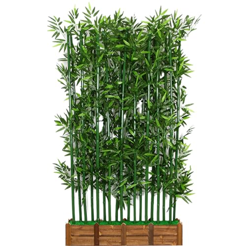 Entrance Wall Room Partition Screen,Artificial Fake Bamboo Tree Faux Potted Plants with Wood...