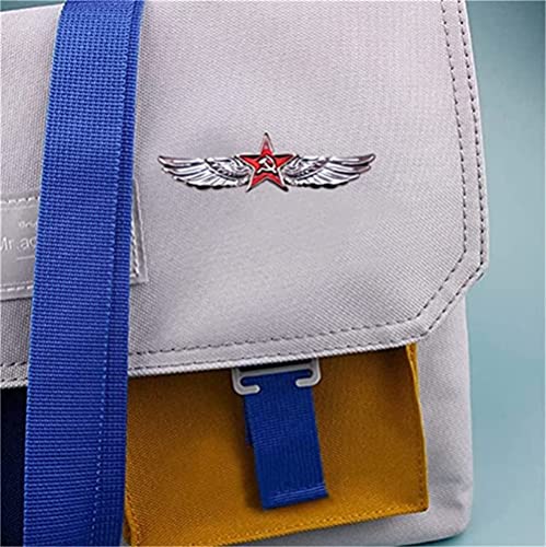 Image of LAOSEP Red Star Wing Badge Brooch Pin - 30mm*20mm, Alloy Metal, Butterfly Clasp, Unisex, USSR, Russian Fleet, Civil, Collar Pin, Hat Badge