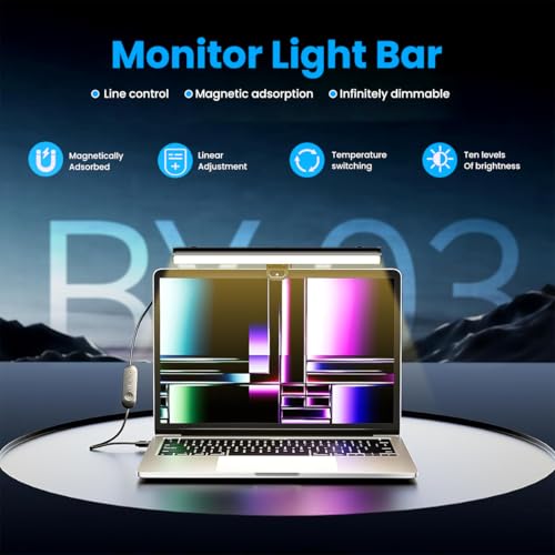 Image of ZORBES 11.8'' LED Monitor Screen Light Bar, Magnetic Design with Clip Mount, Computer Monitor Screen Light Care-Reading LED Task Lamp Adjustable 10 Brightness 3 Color Temperature Reading Laptops