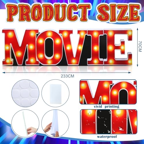 Image of DoubleFill 7.7 ft Movie Night Party Decorations Red Carpet Movie Letter Cardboard Cutout Stand up Premiere Party Decorations Red Carpet Photo Prop Backdrop for Prom Night Theme Decor