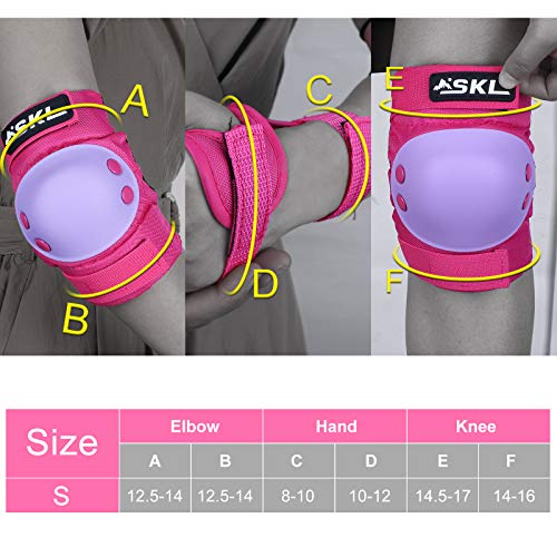 SKL Knee Pads for Kids, Elbow and Knee Pads Kids 6-13, Toddler 3 in 1 Protective Gear Set with Wrist Guards, Adjustable Strap for Skating Scooter Bike Riding Skateboard Cycling Rollerblading