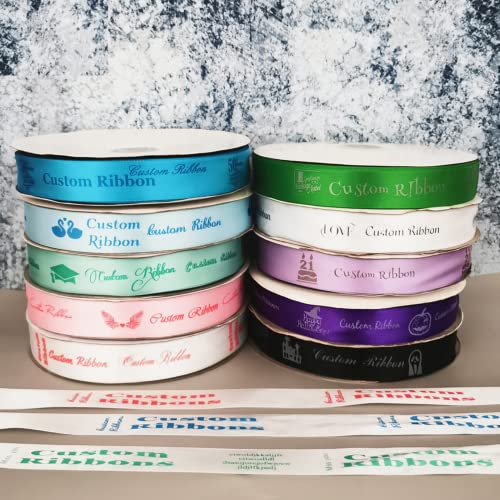 Ruban imprimé avec logo personnalisé pour boîte cadeau, emballage de pâtisserie, mariage, anniversaire, bracelet à faire soi-même, étiquettes en tissu (45,7 m, 10 mm)