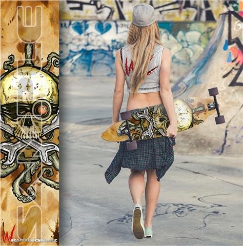 Airship Pirate - Decal Style Vinyl Wrap Skin fits Longboard Skateboards up to 10