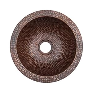   Premier-Copper-Products-LR10FDB-10-Inch-Round-Under-Counter-Hammered-Copper-Bathroom-Sink-Oil-Rubbed-Bronze