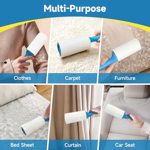 Swihauk 1200 Sheets Extra Sticky Lint Rollers for Pet Hair, Easy Spiral Tear Lint Roller for Clothes with Ergonomic Handle, Multipurpose Lint Remover for Furniture, Carpet, Car Seat image 8