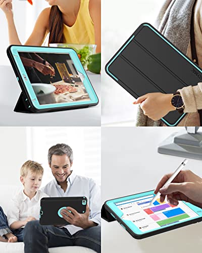 Seymac Ipad Mini 5 / Mini 4 Case 7.9", Durable Sturdy Heavy Duty Shockproof Protection Folio Stand Case With Smart Cover Auto Sleep/Wake For Ipad Mini 5Th / 4Th Generation, Black/Light Blue #TOP6