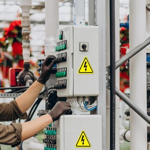 BOBOZHONG 20 Stück 5cm/10cm Aufkleber Elektro Warnschild Elektrische Spannung Achtung Stark Haftende Sicherheitswarnschilder, Dreieck Schild Folie Selbstklebend