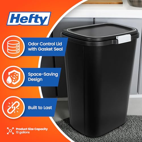 Caneca de basura negra Hefty 13 galones 4 pack miniatura 2