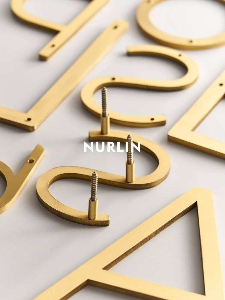 Numeros Adhesivos Nurlin Latón macizo 4-12 pulgadas 10-30 cm Número grande Letra Puerta Casa Señal pública Dígitos al aire libre(5,152mm 6inch)