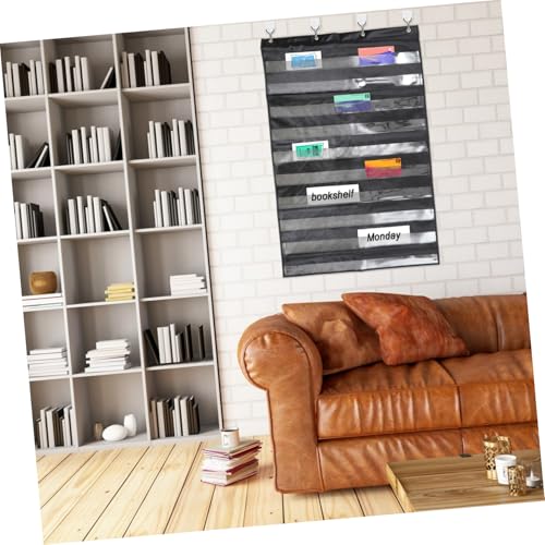 Poche murale suspendue FONDOTIN à 10 poches transparentes en polyester noir pour classe - 3