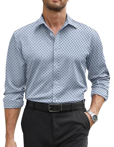 Image of COOFANDY Mens Stretch Dress Shirts Long Sleeve Button Down Shirt Regular Fit Formal Business Shirts