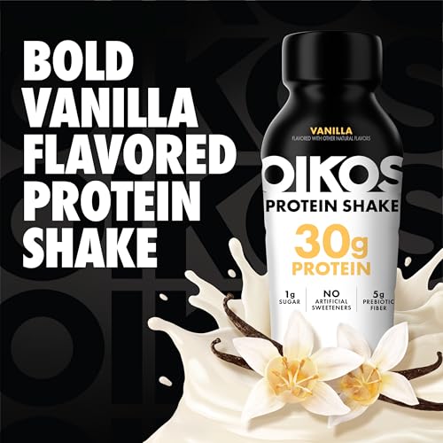 Oikos Protein Shake, Vanilla, 30g High Protein Drinks, Shelf Stable, Ready to Drink, 5g Prebiotic Fiber, 12 fl oz Bottle, 12 Count - Image 3