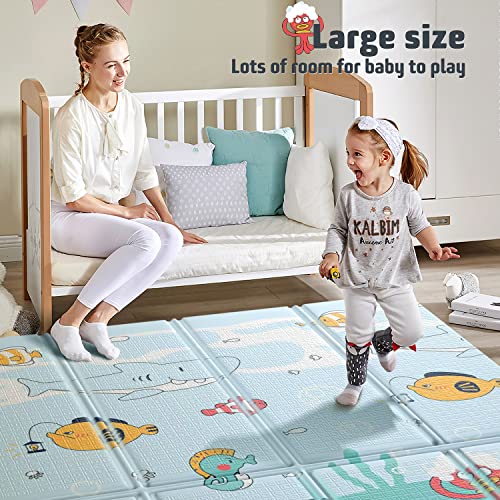 Gimars Upgraded Xl Bpa Free Baby Play Mat With Thickened Pe Film, 0.5 Inch Waterproof Foam, Foldable & Portable Baby Crawling Mat For Infants, Toddler, Kids, Indoor Outdoor Use (79 X71X0.5Inch) #TOP6