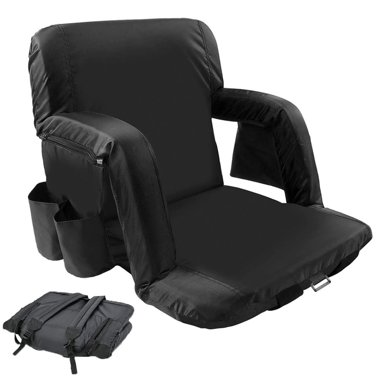 NAIZEA Reclining Stadium Seat for Bleachers with Back Support 25" Wide Cushion, 1 Pack Folding Stadium Seat Bleacher Chair, Foldable Stadium Chair Camping Chair for Outdoor Sport Events