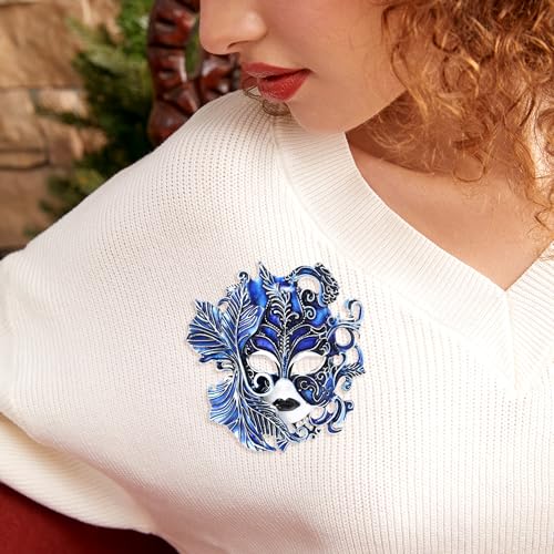 Image of Blue Venice Queue Mask Brooch Pin for Women & Men