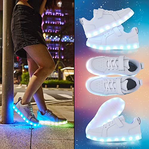 Yiqizq Led Shoes For Boys Girls Light Up Kids Sneakers Shoes Low Tops Usb Charging Glowing Luminous Sneakers For Festivals, Christmas, Halloween, New Year Party Size 33 White #TOP5