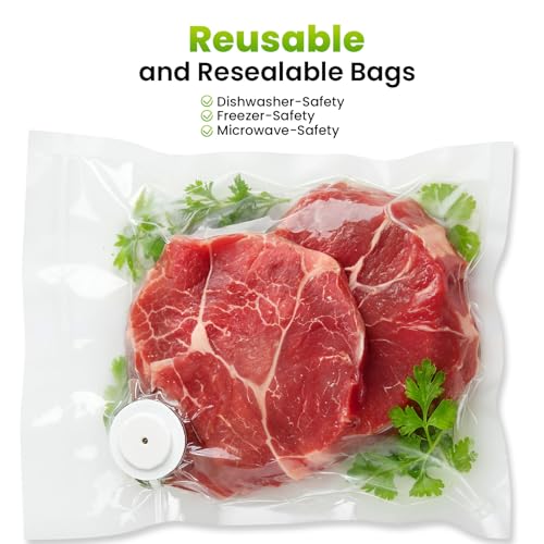 Image of Reusable Vacuum Sealer Bags, Food Storage Bags Compatible with Compact Manual Handheld Vacuum, Food Saver Vacuum Sealer Bags for Freezing, Meal & Organizing (21 * 22cm-30)