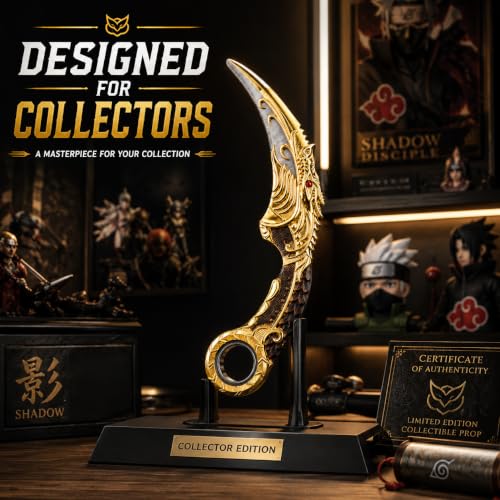 Image of Salvus APP SOLUTIONS Anime Inspired Karambit Toy Knife | Decorative Cosplay Collectible Display Prop with Finger Ring Handle | 1 Pc (Golden)