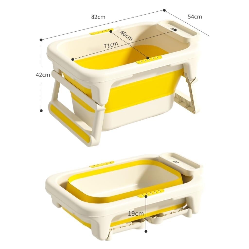 Vasca da bagno portatile per cani e gatti, design pieghevole con display della temperatura e foro di scarico, ideale per piccoli animali domestici