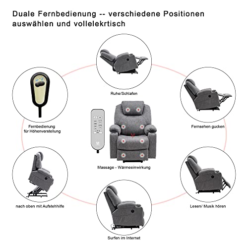 MCombo elektrischer Fernsehsessel mit Aufstehhilfe und Massagefunktion