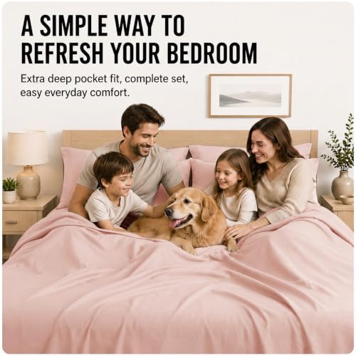 Image of CozyLux 6-Piece Cal King Sheet Set, Fits 18-21 Inch Mattresses, Oeko-TEX