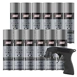 LAUCO Self Etching Primer Grey Aerosol Spray Can With Aerosol Spray Gun - Pack of 12 - Automotive and Industrial Primer - Great for use on Bare Metal Areas Before applying Truck Bed Liner