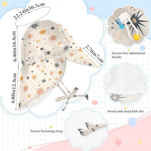 Kids Beach Hat Boys Beach Caps Baby Girls' UPF 50 Large Brim Traveling Swim Hat Boho Simple Style Sea Shell Stars4