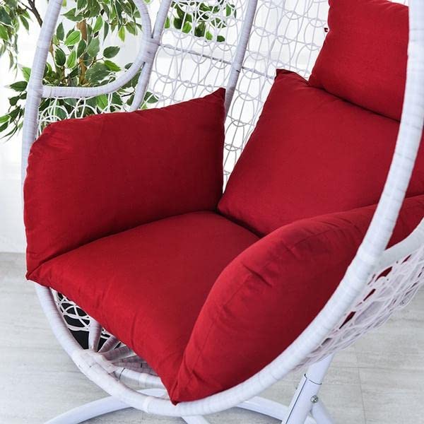 Hanging Chair Cushion Set with Neck Support, Beige Cotton Cushion for Swing Chair, 5 Piece Rectangular Cushion Set (RED)-image-9