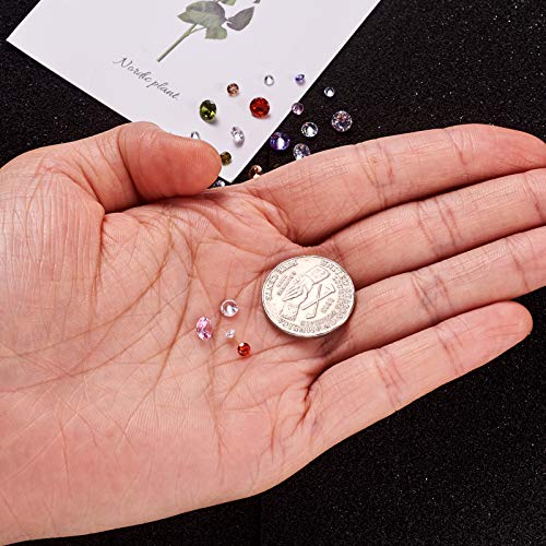 Beadthoven 80Pcs 4Size Mini Crystal Cubic Zirconia Stone Cabochons Faceted Pointed Back Rhinestone Loose Gemstone Beads Mixed Color For Diy Jewelry Making Embellishment #TOP5