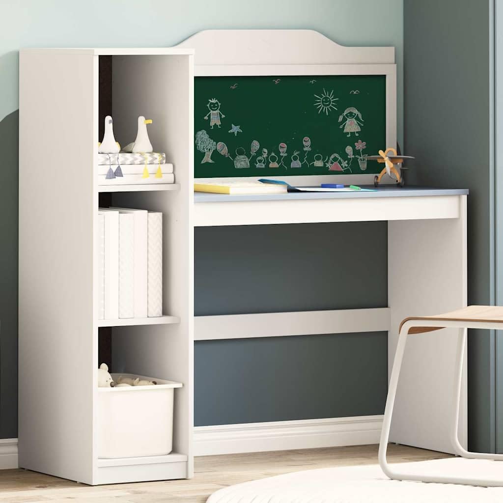 ROROS - Scrivania con ripiano aperto e lavagna in legno, 120 x 45 x 118,5 cm, con 3 ripiani, per casa, ufficio, studio, studio e lavoro creativo