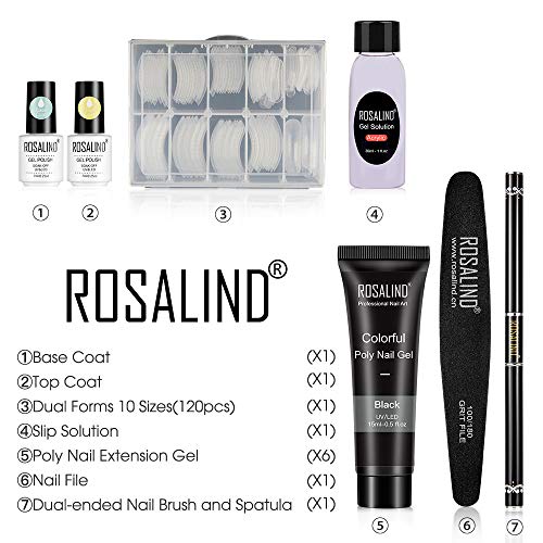 ROSALIND Poly Nail Extension Gel Kit, 6 Nägel Braun Grau Glitzer Poly Nail Farben 15ML Gel Nagellck Soak Off Gel Polish… – Bild 6