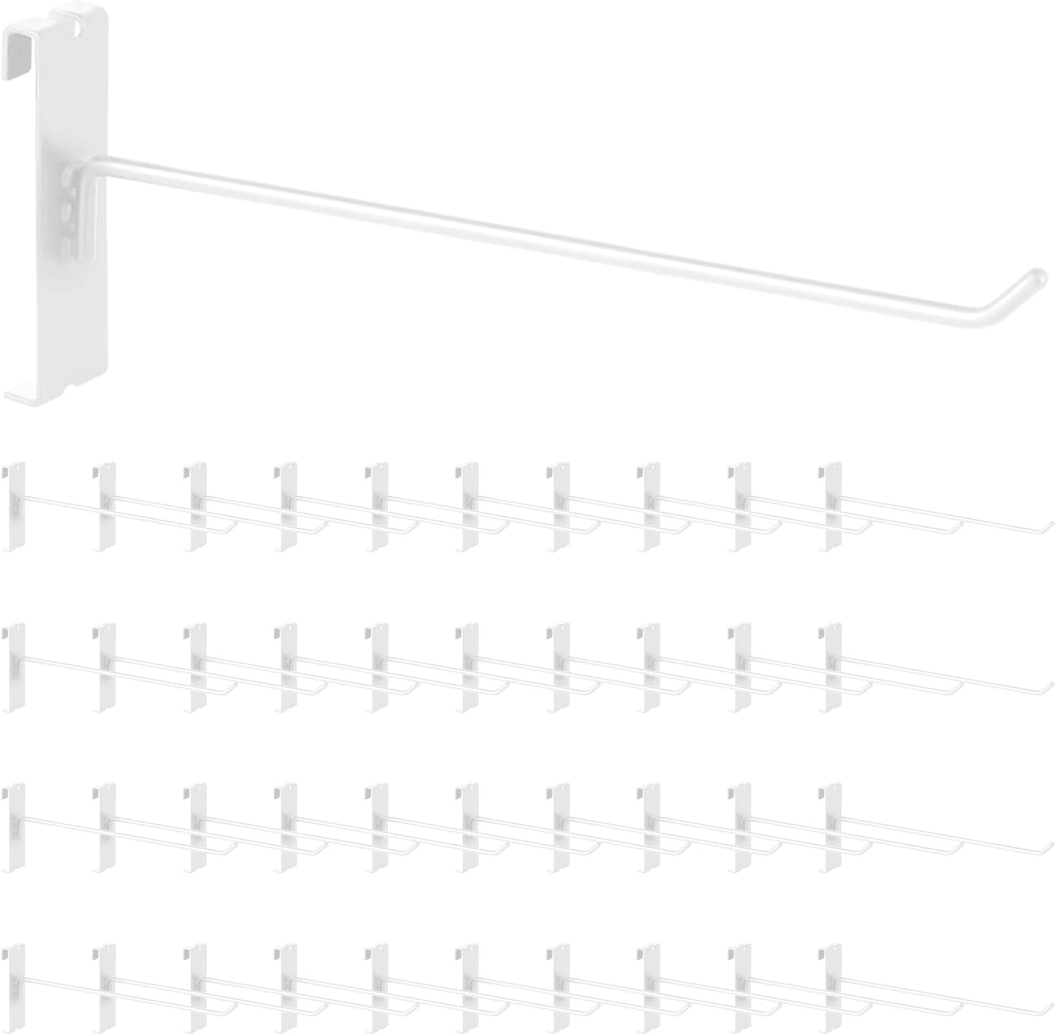 40Pcs 10" Gridwall Display Hooks Assortment Set, White Metal Grid Wall Panel Hanging Display Hook for Garage Shop Retail Storage, Wire Diameter 5mm/ 0.2”