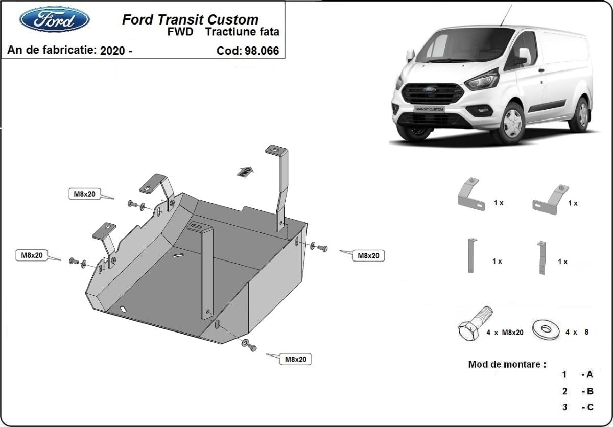 Protector de depósito de AdBlue compatible con Ford Transit Custom (2020-2025)