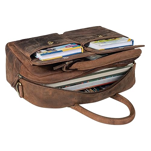Bolso de piel para portátil STILORD Carlo, maletín vintage para universidad y negocios 5